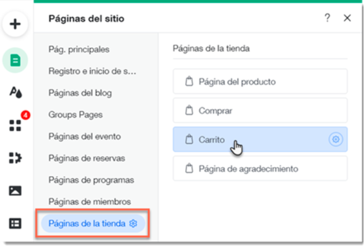 configurar carrito de compras en wix